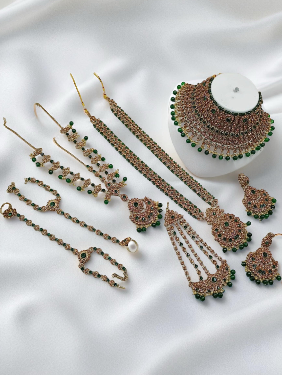 Luxury Bridal Gold Plated Crystal Stone And Beads Bridal Set - Citarr