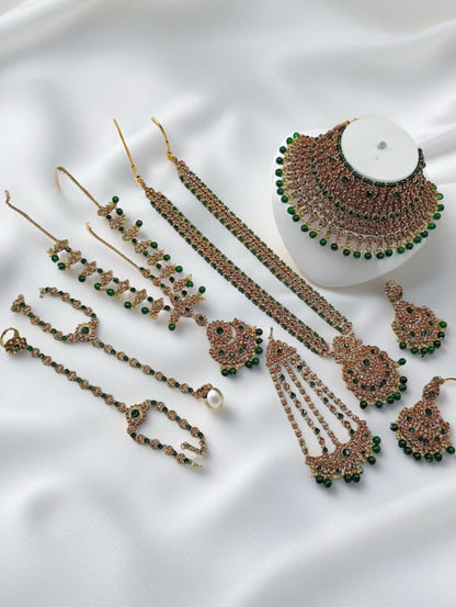 Luxury Bridal Gold Plated Crystal Stone And Beads Bridal Set - Citarr