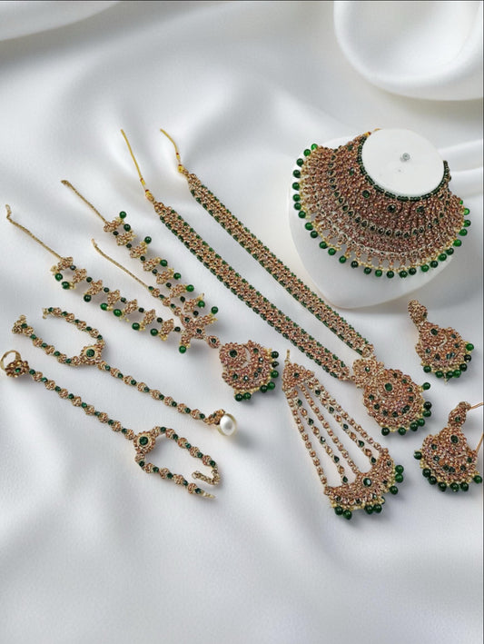 Luxury Bridal Gold Plated Crystal Stone And Beads Bridal Set - Citarr
