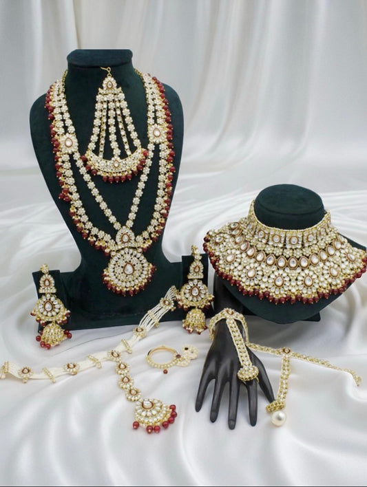Luxury Gold Plated Kundan And Beads Bridal Set - Citarr
