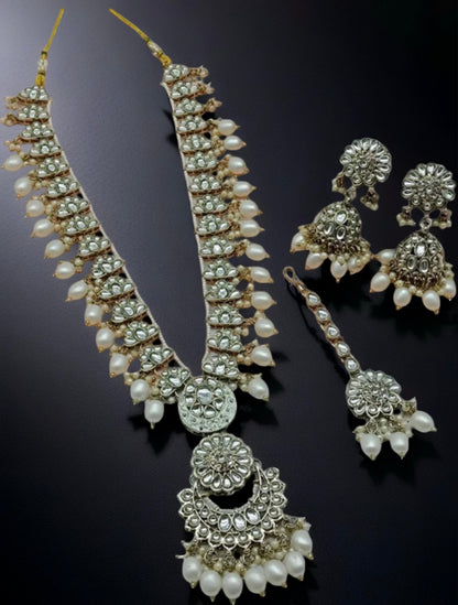 Luxury Gold Plated Kundan Stone And Meenakari Long Necklace Set - Citarr
