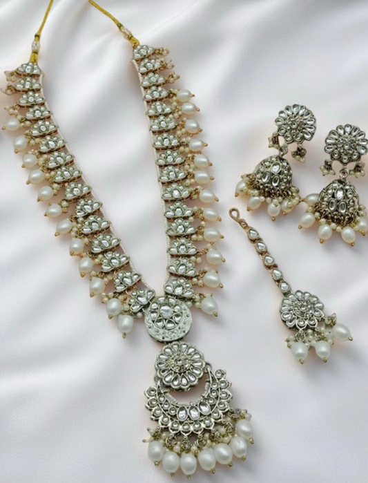 Luxury Gold Plated Kundan Stone And Meenakari Long Necklace Set - Citarr