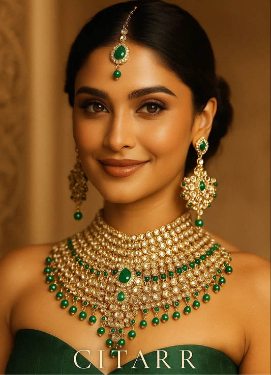 Traditional Gold Plated Kundan Bridal Dulhan Jewellery Set - Citarr