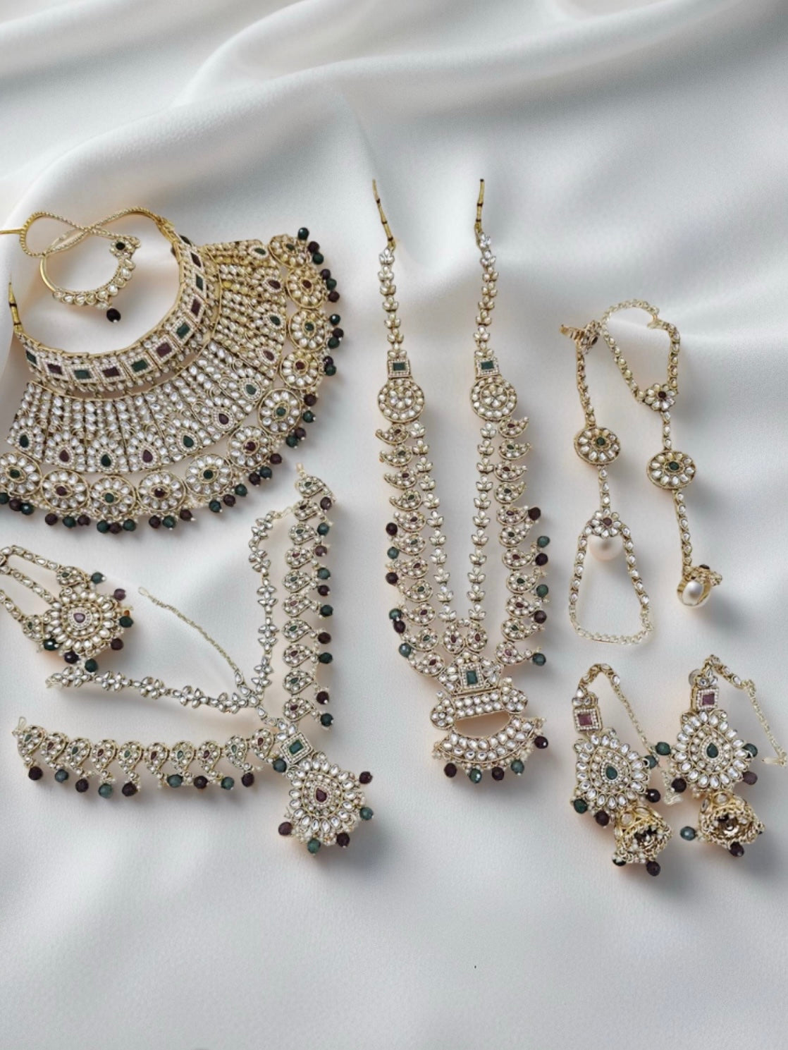 Luxury Gold Plated Kundan Stone And Beads Bridal Set - Citarr