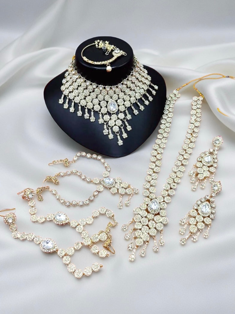 Gold Plated Austrian Stone Bridal Set - Citarr