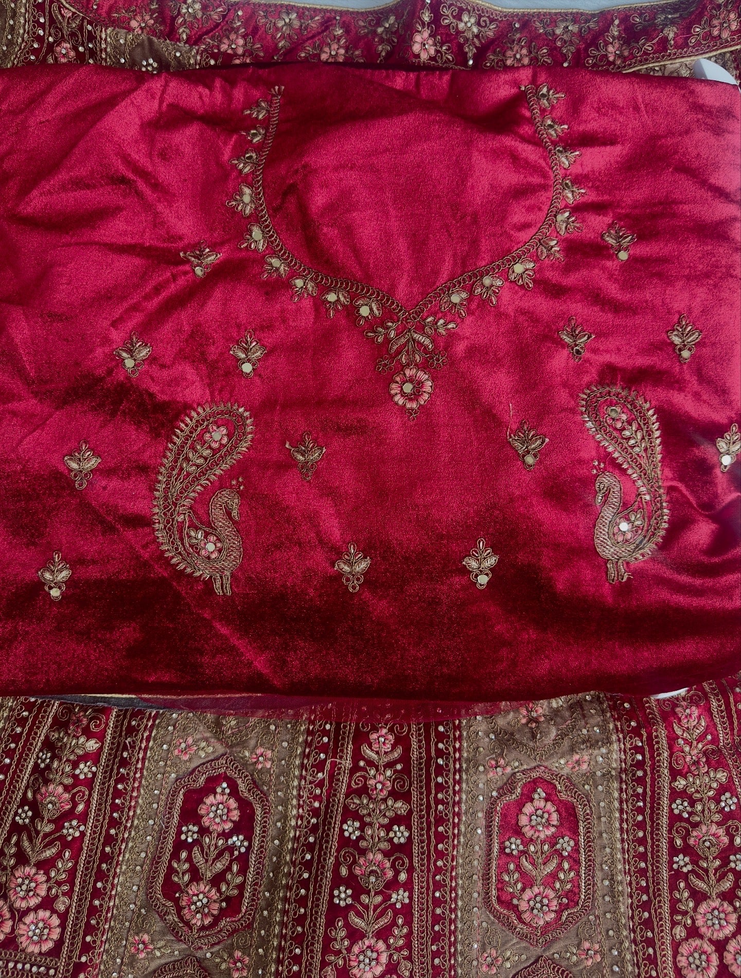 Royal Legacy – Heavily Embroidered Bridal Lehenga Set with Velvet & Net Dupattas