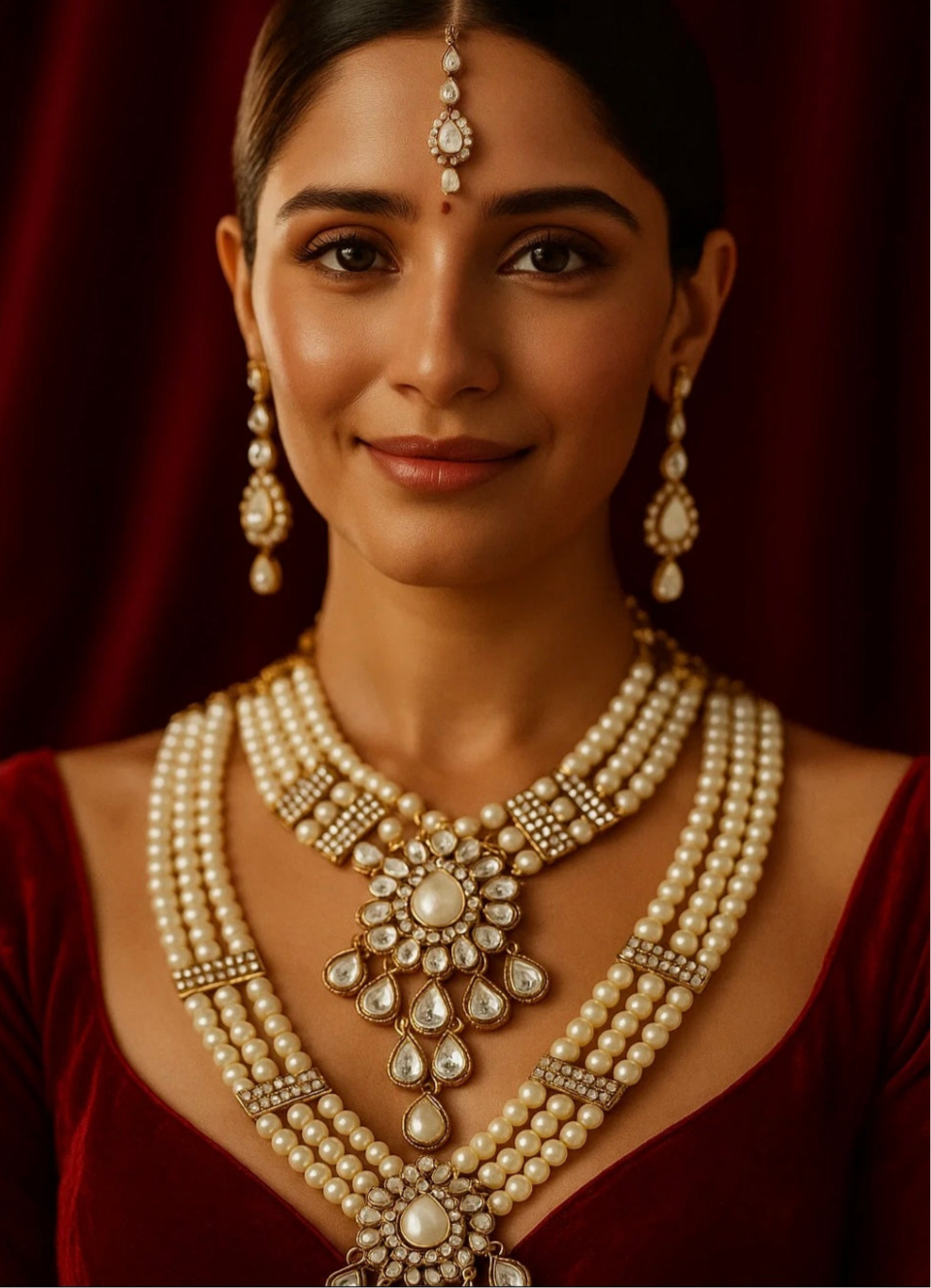 Ethnic Gold Plated White Kundan Necklace Earring & Maangtikka - Citarr
