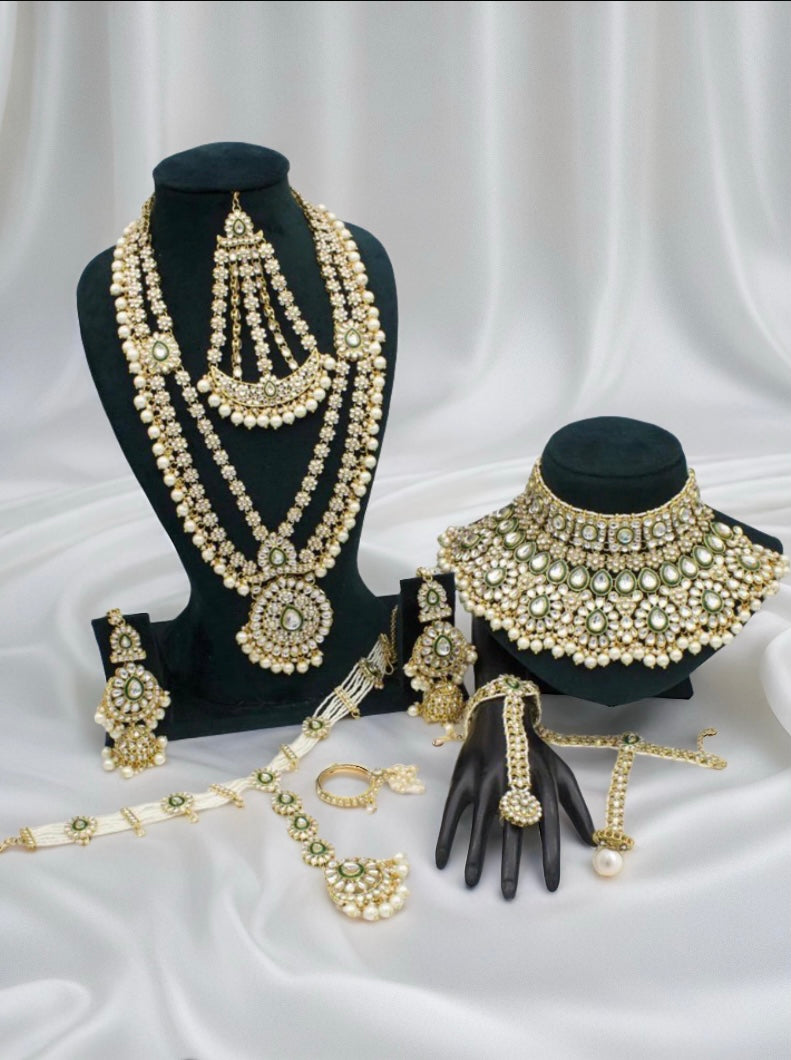 Luxury Gold Plated Kundan And Beads Bridal Set - Citarr