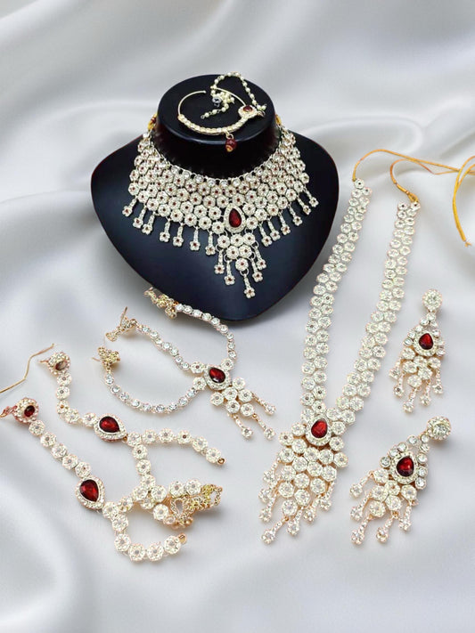 Gold Plated Austrian Stone Bridal Set - Citarr