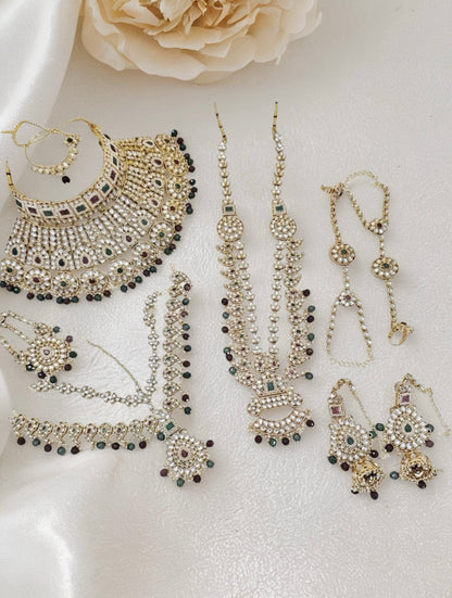 Luxury Gold Plated Kundan Stone And Beads Bridal Set - Citarr