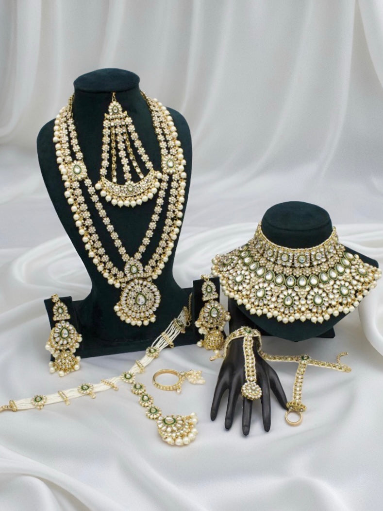 Luxury Gold Plated Kundan And Beads Bridal Set - Citarr