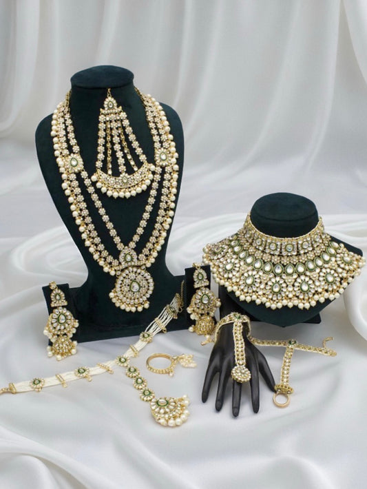 Luxury Gold Plated Kundan And Beads Bridal Set - Citarr