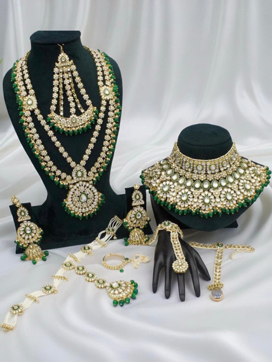 Luxury Gold Plated Kundan And Beads Bridal Set - Citarr