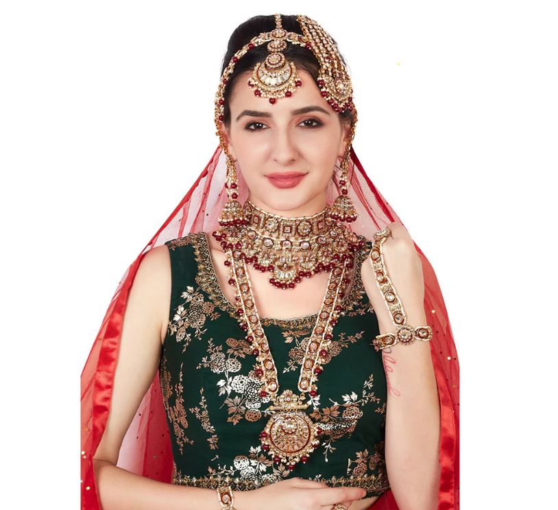 Luxury Gold Plated Kundan And Beads Bridal Set Regular - Citarr